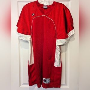 Men’s Champion Practice Red/white Football Jersey Nylon mesh tee shirt Size L
